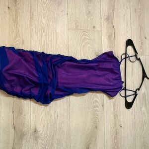 Purple and Blue Ruched Dress